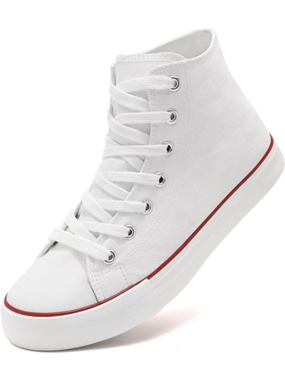 Women's White High Top Canvas Breathable Comfortable Lace Up Casual Sneakers